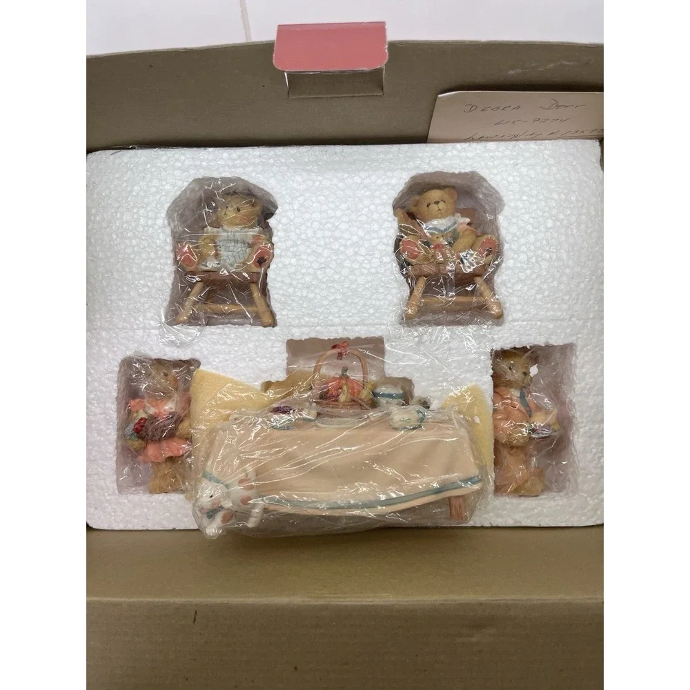 Cherished Teddies We Bear Thanks Thanksgiving Figurine Set in Box NWOT 1996 VTG